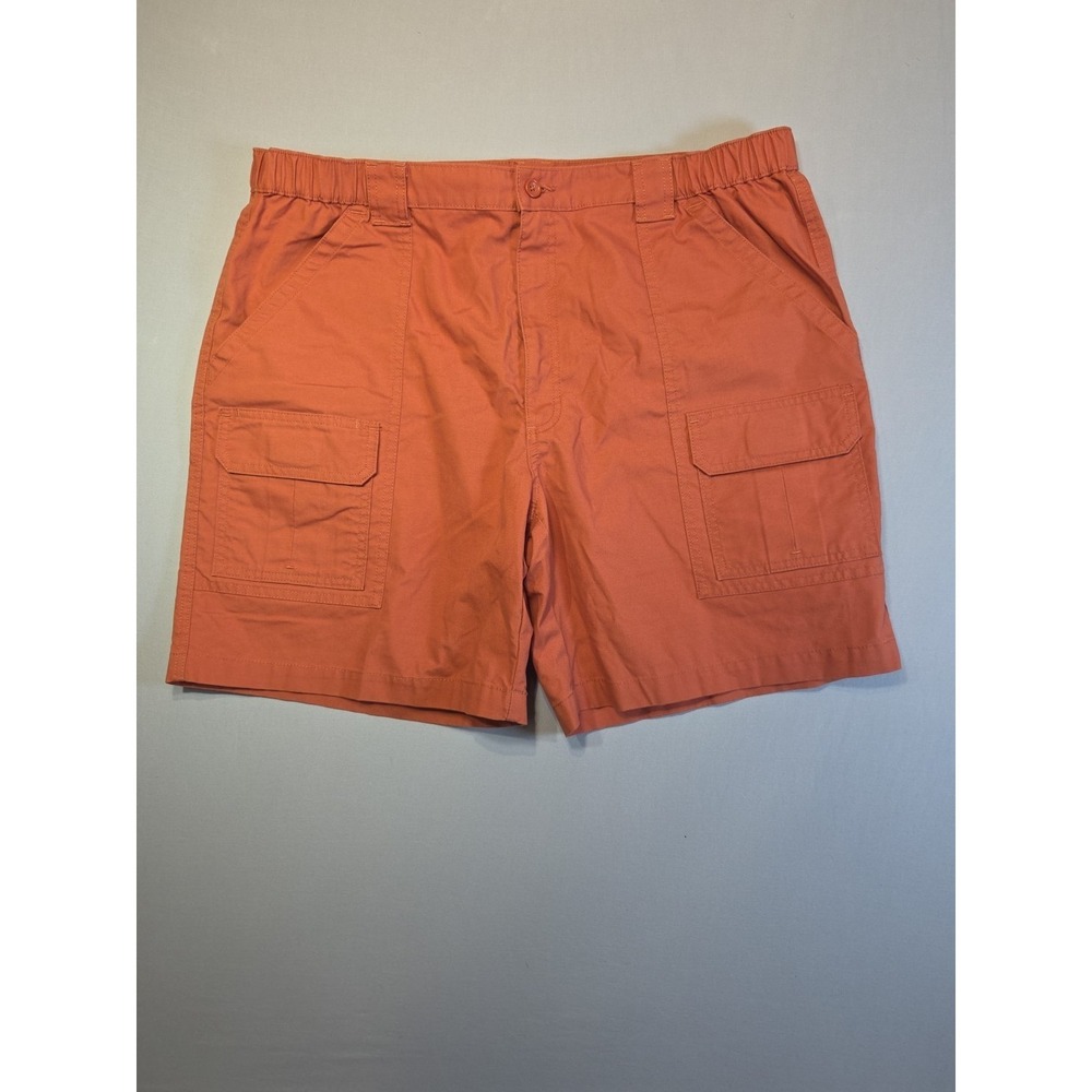 Savane Men's Cargo Shorts Size 40 Rust Cotton Blend Elastic Waist 8" Inseam